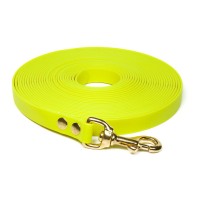 Mystique Biothane Schleppleine mit Messingkarabiner neon gelb Mystique Biothane Schleppleine mit Messingkarabiner neon gelb