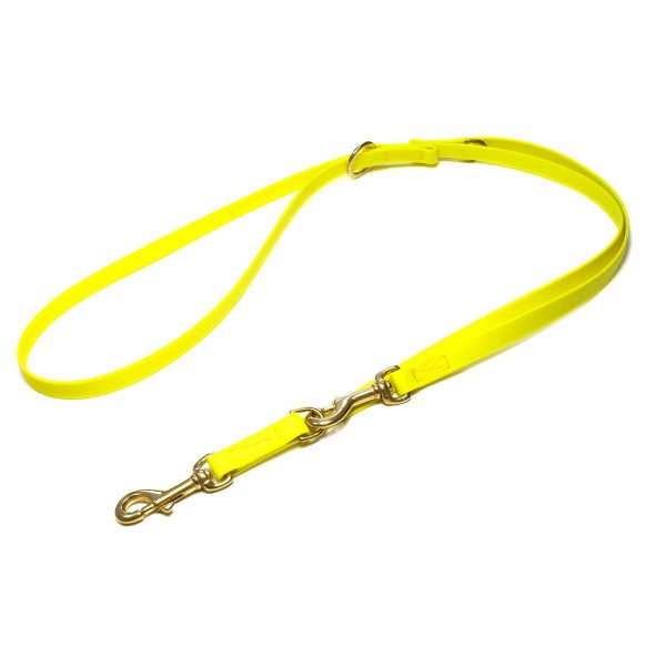 Mystique Biothane Leine verstellbar mit Messingkarabiner neon gelb