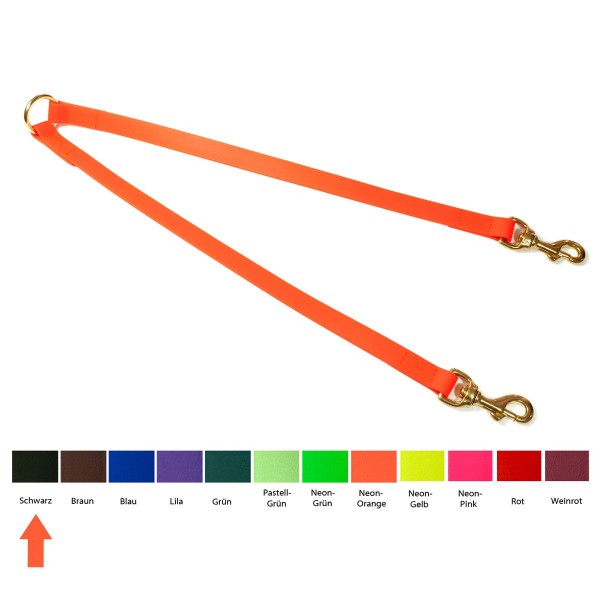 Mystique Biothane Koppel vernäht mit Messingkarabiner schwarz