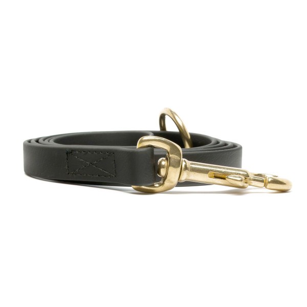 Mystique BioThane Leine vernäht mit Messing Karabiner schwarz