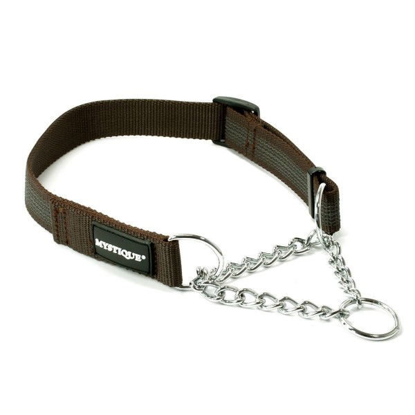 Mystique gummiertes Halsband mit Durchzugkette 25mm braun