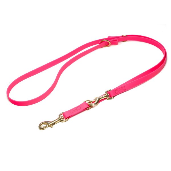 Mystique Biothane Leine verstellbar mit Messingkarabiner neon pink