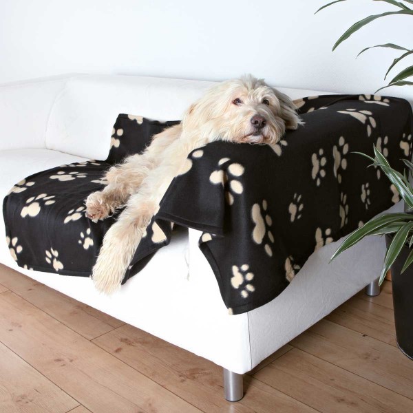 Fleecedecke für Hunde 150 x 100 cm schwarz-beige