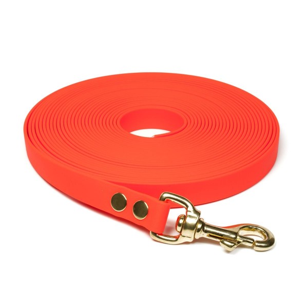 Mystique Biothane Schleppleine mit Messingkarabiner neon orange