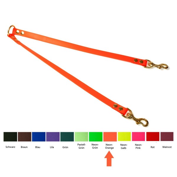 Mystique Biothane Koppel mit Messingkarabiner neon orange